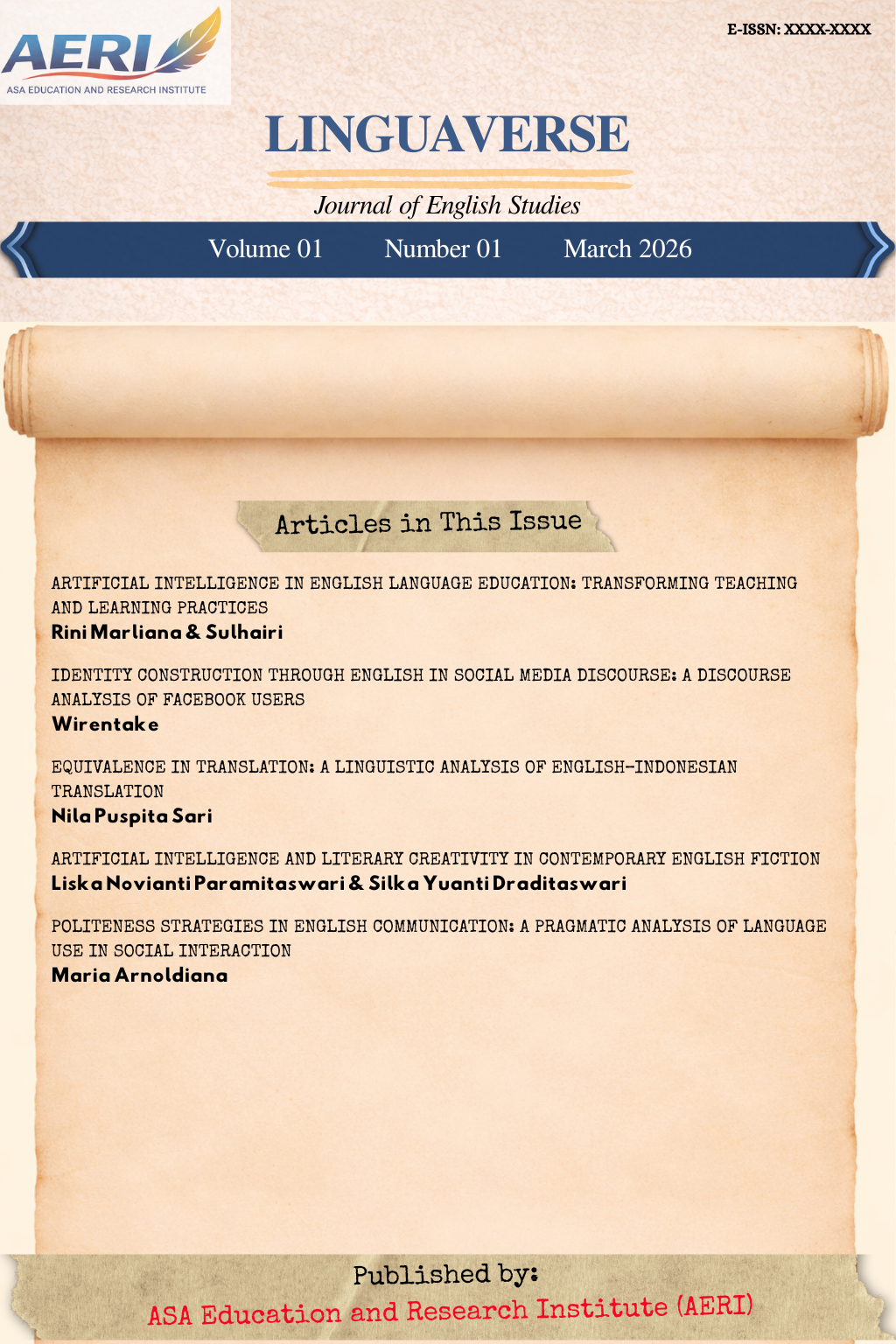 					View Vol. 1 No. 01 (2026): First Issue, March 2026
				